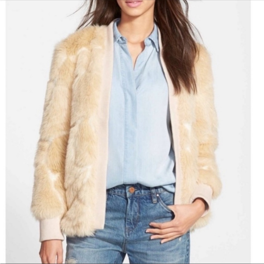 Leith Faux Fur Open Front Jacket xs/s